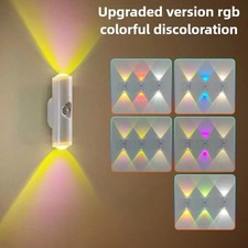 USB Rechargeable RGB LED Night Light Motion Sensor Wall Lamp Magnetic Light
