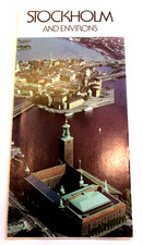 VTG 1985 Stockholm Environs Sweden Map Pictures 16"x23"