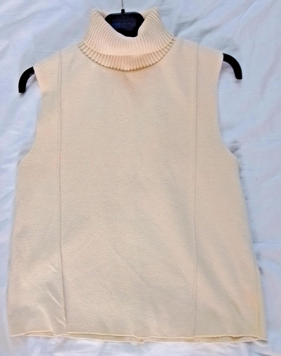 Zara Ladies Size 10 Cream Roll Neck Sleeveless Jumper..