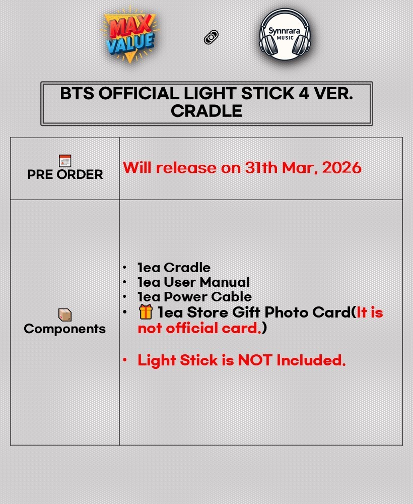 BTS OFFICIAL LIGHT STICK VER.4 CRADLE/Manual,Cable ,Tracking Code