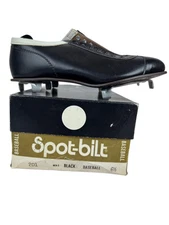 Vintage Baseball Shoes Spot-Bilt 60s Size 6.5 NOS Black 201 Leather Metal Cleats