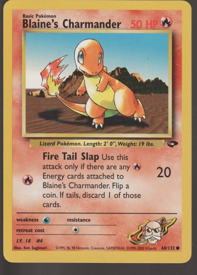 Blaine's Charmander 60/132 LP Pokemon Card Gym Challenge Common Lightly Played
