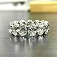 4 Ct Oval Diamond Full Eternity Wedding Ring Engagement Band 14K White Gold Over