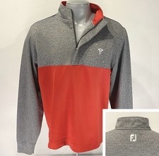 Footjoy Golf 1/4 Zip Pullover M Medium Gray Red Shirt Sweater Performance