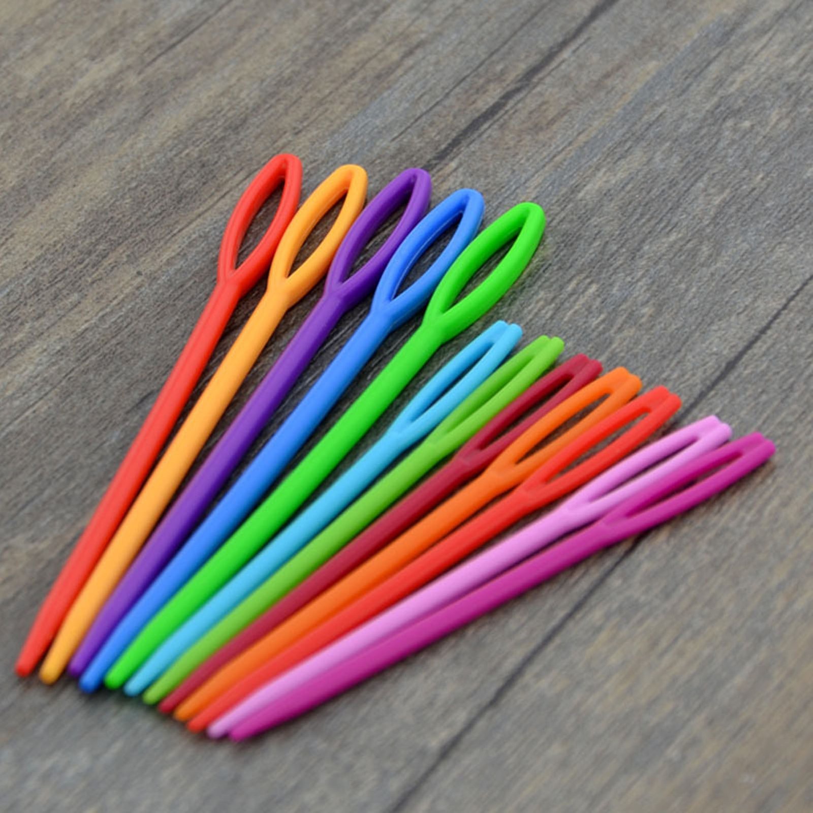 1000Pcs Large Eye Plastic Sewing Needles Colorful Yarn Needles Weaving Needle ;;