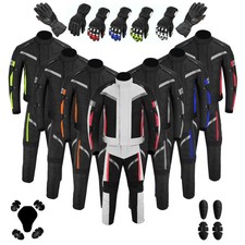 Motorradkombi f&uuml;r Herren, CE-gepr&uuml;ft, wasserdichte Jacke, Hose, Lederhandschuhe