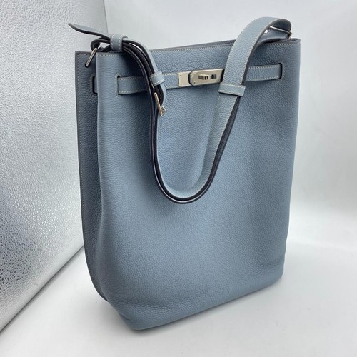 Hermes Togo So Kelly 26 Tote Bag Blue Run Q Engraved 252260