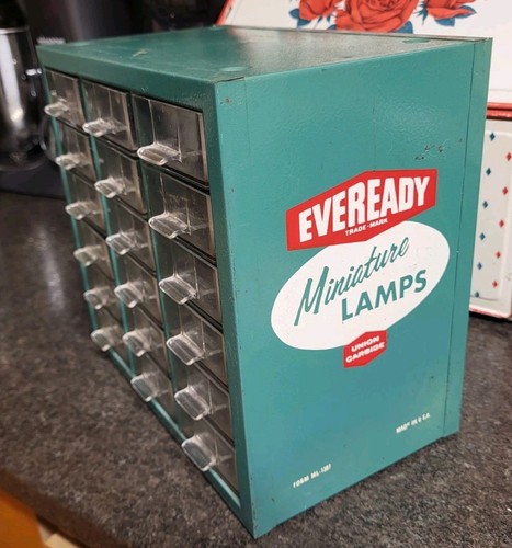 Vintage Eveready Miniature Lamps For Cars Metal Store Counter Display NICE COND