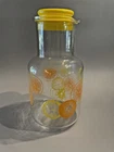 Vintage 2 Qt Pyrex Glass Juice Pitcher Carafe w/Lid Lemons & Oranges (3520)