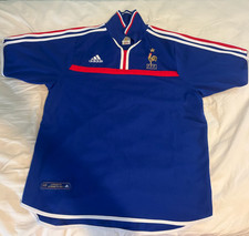 Vintage Adidas France FFF Soccer Jersey Mens Large L Blue Football 2001