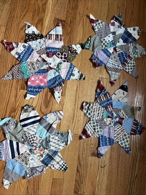 Vintage Patchwork Stars Quilt Block Lot (4)