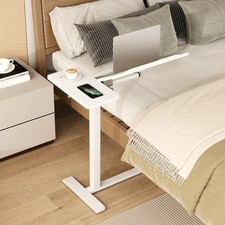 Height Adjustable Standing Laptop Cart with Tilting Tabletop-White