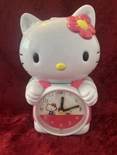 Hello Kitty Kids Vtg Pink Talking Musical Alarm Clock Quartz Battery 6”