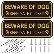 Beware of Dog Sign 2-Pack Keep Gate Closed Sign Dogs in Yard Sign Rust-free A...