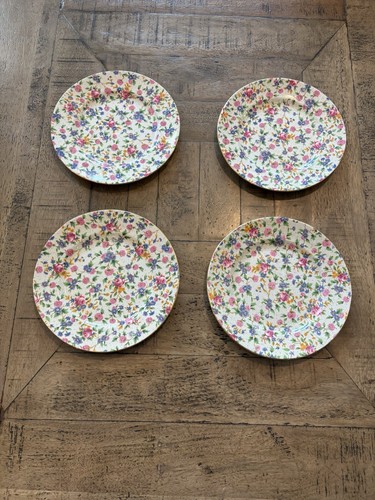 Royal Winton OLD COTTAGE CHINTZ Salad Plates Set Of 4 Vintage EUC