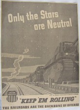 Vintage 1943 UNION PACIFIC Military Tank Railroad Train LARGE Newspaper Print Ad