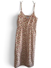 Old Navy Waist-Defined Cami Midi Dress Size M Cream Floral