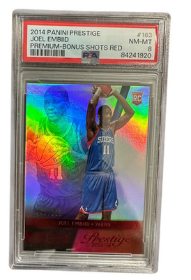 JOEL EMBIID 2014-15 Prestige Bonus Shots Red /199 #163 Rookie RC PSA 8 - POP 1