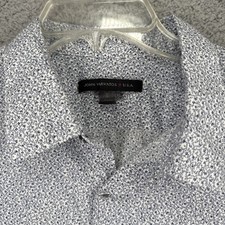 John Varvatos USA Shirt Mens Large Geometric Pattern L/S Button Up White Blue