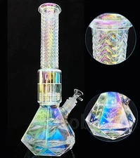 15" Heavy Glass Bong Beaker Colorful Smoking Water Pipe Thick Hookah 14mm Bowl