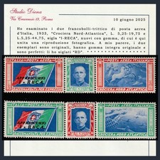 Italia Regno 1933 Posta Aerea Trittici I-RECA Crociera Nord Atlantica Balbo MNH
