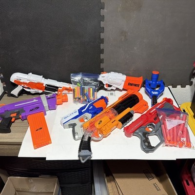 Nerf Blaster Lot   7 Guns /Elite /mega / zombie/fortnite/ all  work. 30+ darts