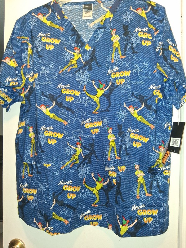 Women's Scrub Top Disney Peter Pan XXL NWT