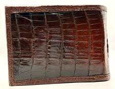 Men's Brown GenuineCrocodile 3 Bifold Wallet, with zipper  Credit Card Feature