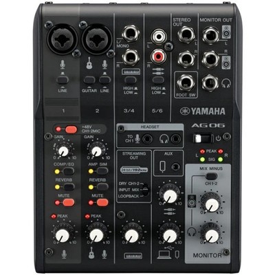YAMAHA AG06 AG06MK2 B Black 6ch Live Streaming Mixer USB Audio Interfac Tested