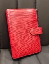 LOUIS VUITTON Logo Agenda PM Day Planner Cover Epi Leather Red R20057