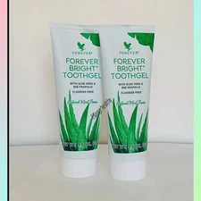 2 Forever Living Bright Toothgel With Aloe Vera NO Fluoride 4.6oz Exp 10/2029