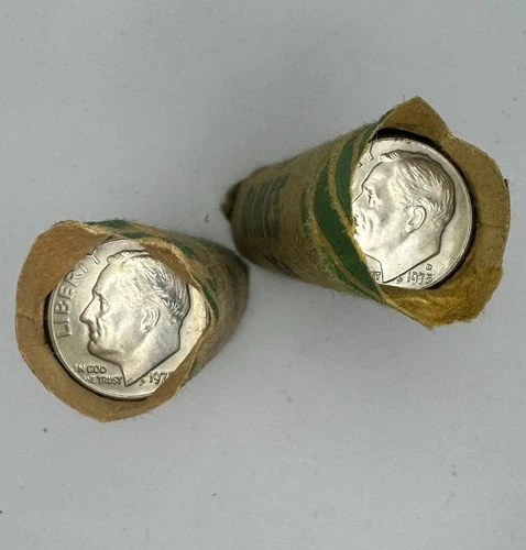 BU 1975 P and D 50 Coin Roosevelt Dime 10 Cent Roll Uncirculated 10c BWR