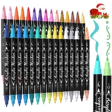 TOSHARE 30 Colors Acrylic Paint Pens Markers Waterproof Dual Tip Acrylic Mark...