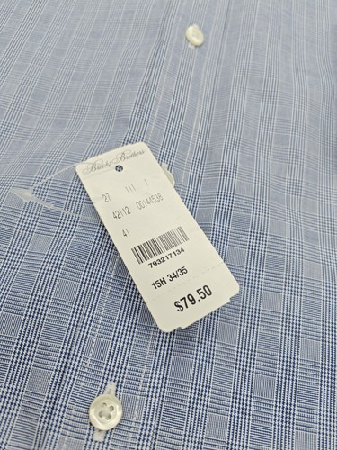 🇺🇲 New Brooks Brothers Regent Non-iron 15.5x35 Blue Glen Plaid MSRP $79.50 - Picture 7 of 8