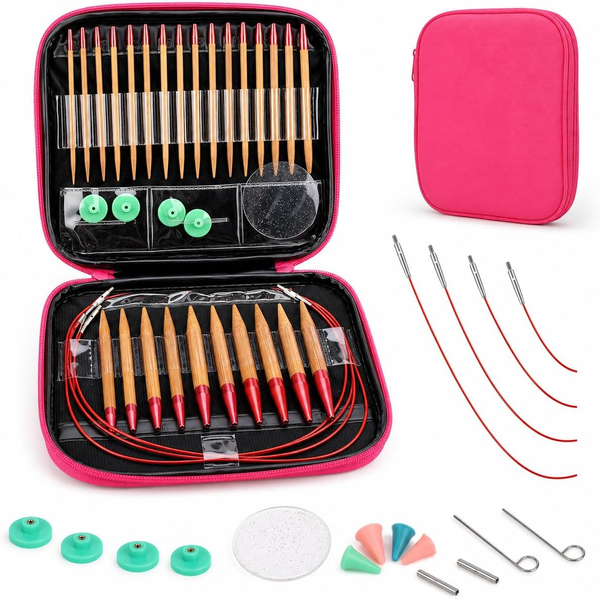 LetCart Stricknadeln Set, 13 Paar Rundstricknadeln Mit Tasche Und ZubehöR, 13 Na-image