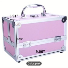 Aluminum Makeup Train Case Jewelry Box Cosmetic Organizer Lockable With Mirror