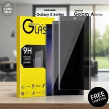 2 Pack Privacy Glass Screen Protector for Samsung Galaxy A15 A14 A13 A55 A54 A52