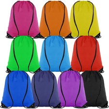 10 Colors Drawstring Backpack Bags Sack Pack Cinch Tote Sport Storage Polyest...