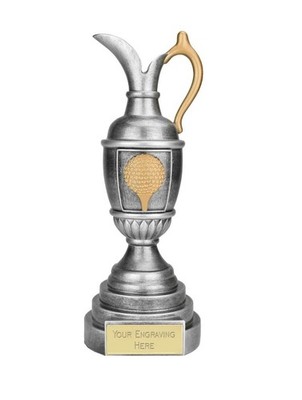 GOLF WEINROT KRUG TROPHÄE - Altsilber Resin - 300 mm - KOSTENLOSE GRAVUR