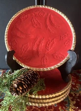 4 Studio Nova Woodland Holly Christmas Dessert/Appetizer Plates Handpainted EC