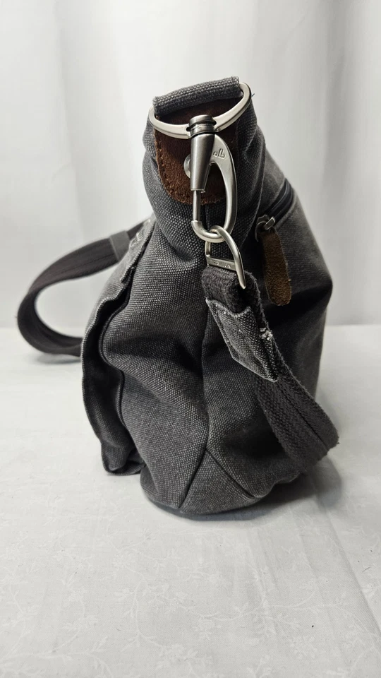 Travelon Anti-Theft Heritage Crossbody Bag Pewter Gray Leather Trim Travel - Image 3 of 4