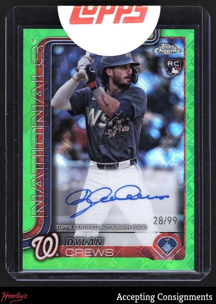 2025 Topps Chrome Logofractor Green Refractors Dylan Crews RC ROOKIE AUTO 28/99