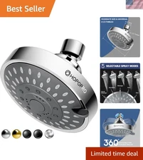 4-Inch High Pressure Shower Head with 5 Modes - Fast Installation, Chrome