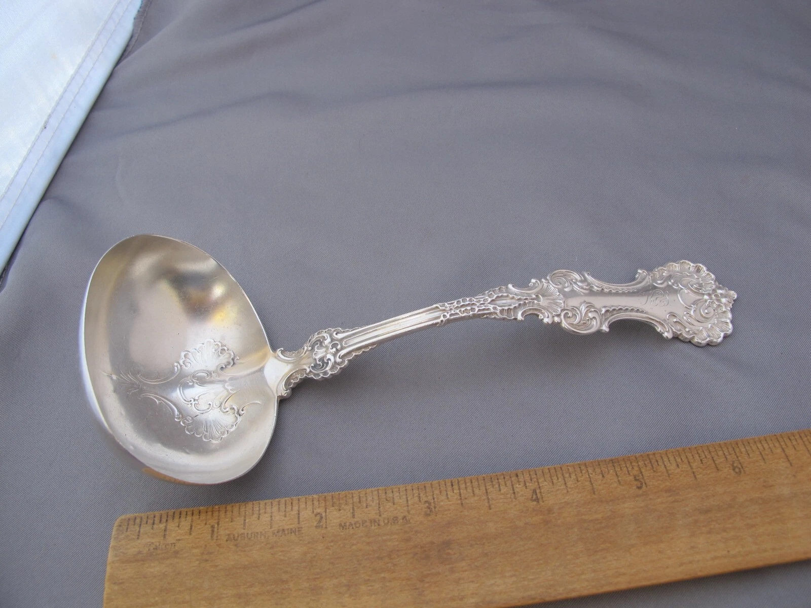 Whiting Sterling POMPADOUR (1898) Pattern GRAVY LADLE-7 Inches-Mono KES
