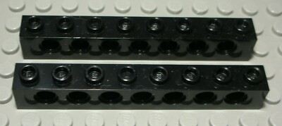 Lego Technic Lochstein 1x8 Schwarz 2 Stück                                 (717)