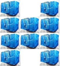 IKEA 10 X LARGE BLUE BAGS Shopping Bag Laundry Storage Travel Tote FRAKTA