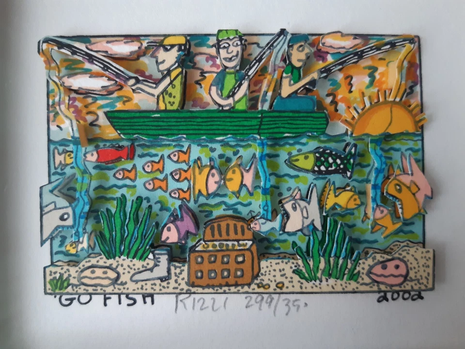 James Rizzi 3D, Go Fish 2002, 299/350, gerahmt, handsigniert - Bild 4 von 4