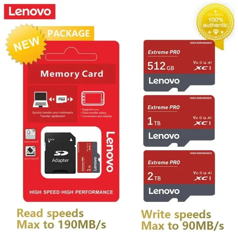 Lenovo Class10 Micro SD 128GB 256GB 512GB 1TB TF A2 U3 4K Memory