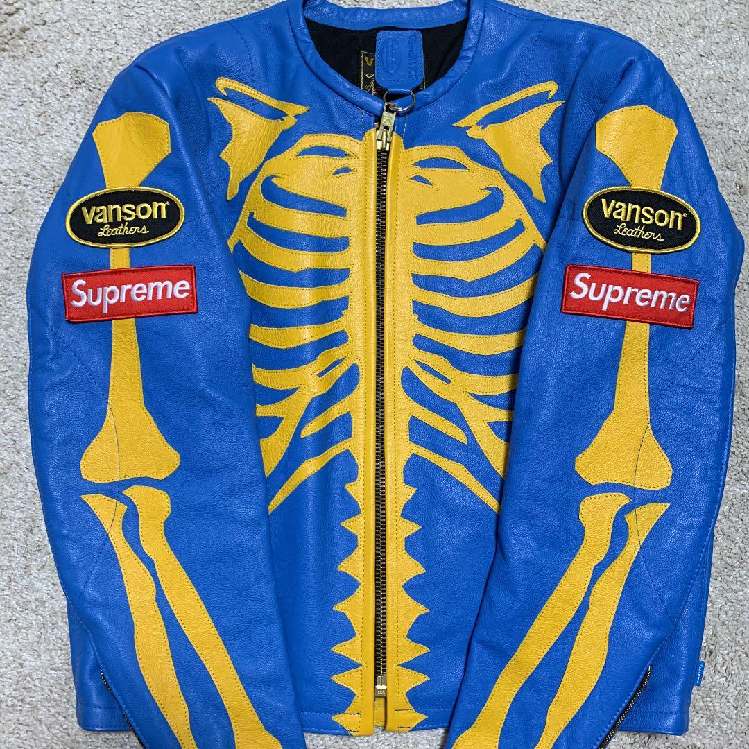 Near Mint Supreme Vanson Leather Bones Jacket Collaboration Near Mint Supreme Vanson Leather Bones Jacket Collaboration
