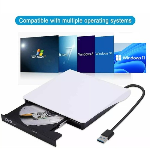 Slim Drive Disc Player External DVD Burner CD RW Writer Laptop Desktop USB 3.0 - Picture 3 of 10